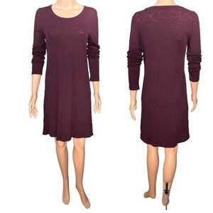 ATM Anthony Thomas Melillo Slub Jersey Long Sleeve Dress Plum Burgundy AW2221-FK